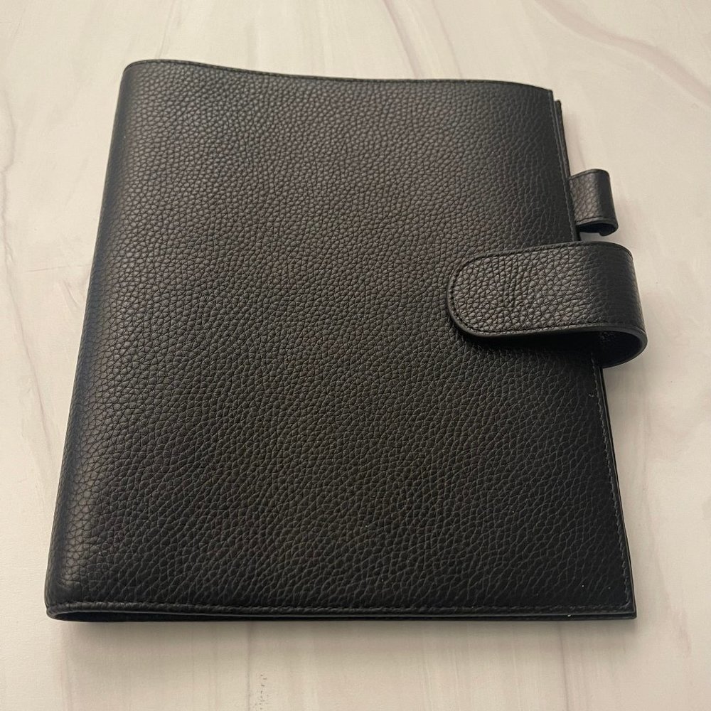 Moterm Pebbled Half Letter / Junior Leather Planner Cover (Disc Bound) Black